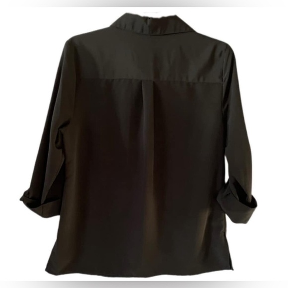 Notations Black Button Down Shirt 3/4 Sleeve Notched Collar Size XXL EUC - Picture 2 of 9